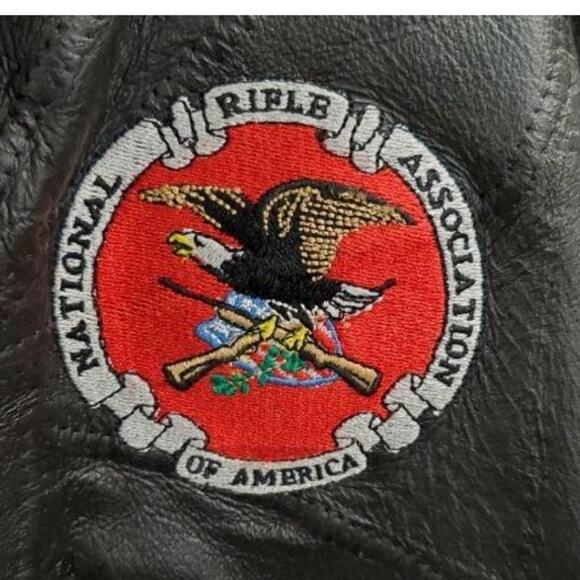 NAPOLINE LEATHER OUTFITTERS NWT MENS 100% LEATHER (2X) N R A BOMBER JACKET COAT - Picture 12 of 13